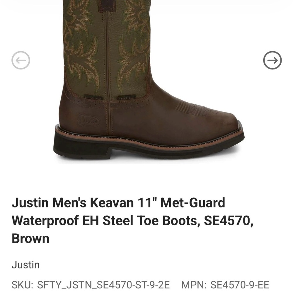 Justin Boots Men's Brown and Green Western Boots